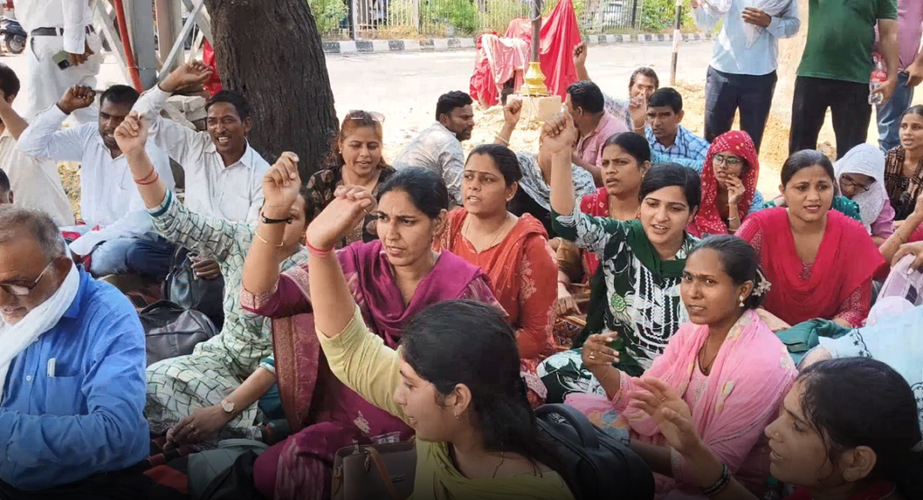 HTET अभ्यर्थियों का प्रदर्शन