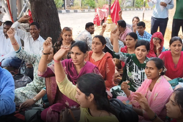 HTET अभ्यर्थियों का प्रदर्शन