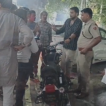 भिवानी में ट्रैफिक पुलिस की कार्रवाई के दौरान इंपाउंड की गई पटाखे जैसी आवाज निकालने वाली बुलेट मोटरसाइकिल
